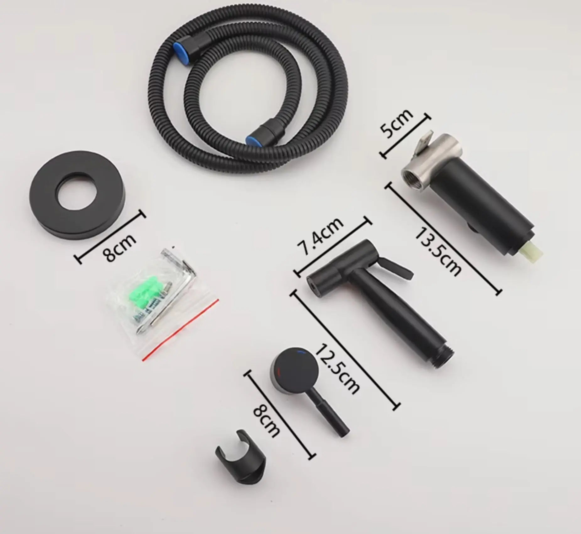 SaniSupreme ProLine Bidet handdouche komplete set mat zwart warm en koud water mengkraan