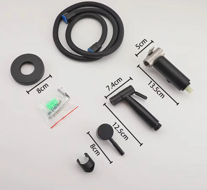 SaniSupreme ProLine Bidet handdouche komplete set mat zwart warm en koud water mengkraan