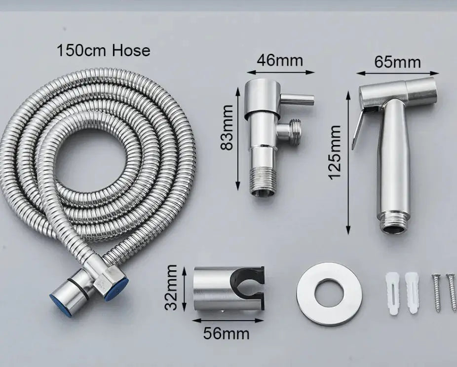 Bidet Douche Kit - Bidet Handdouche voor Toiletdouche met messing 3-weg ventiel omschakelklep schakelaar, 1,5 m Douche Slang en Handdouche Houder Bidet Douche Kit - Bidet Handdouche voor Toiletdouche met messing 3-weg ventiel omschakelklep schakelaar, 1,5 m Douche Slang en Handdouche Houder