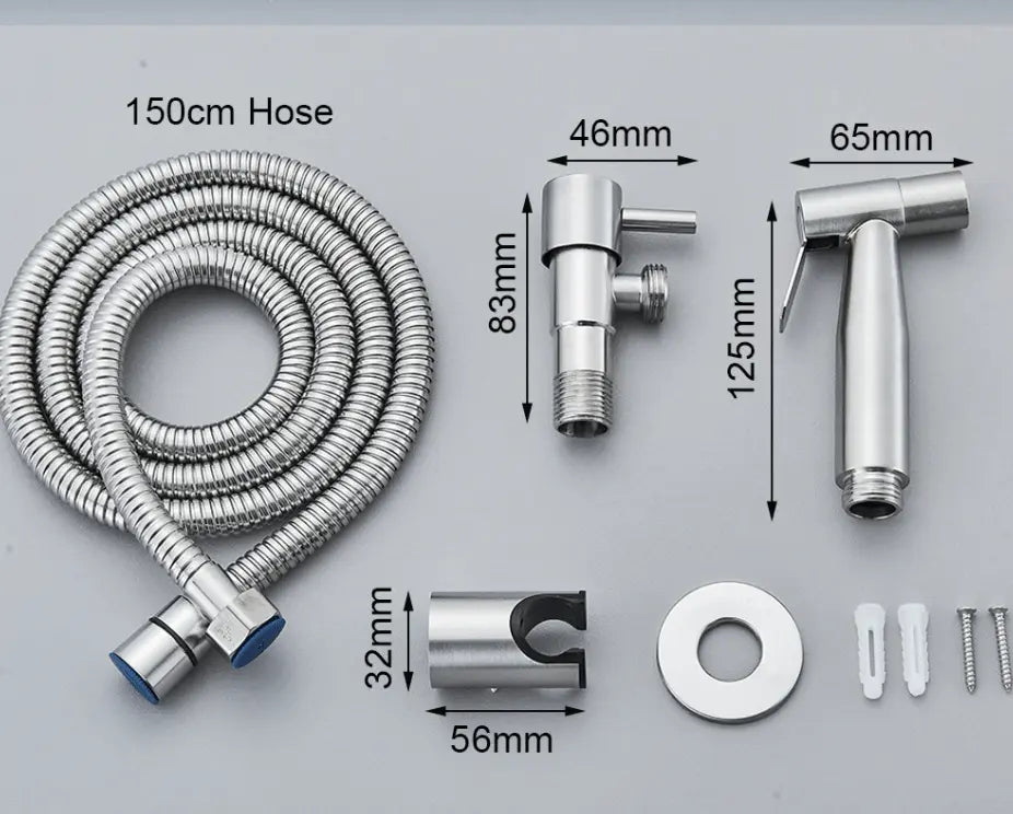 SaniSupreme ProLine Bidet handdouche komplete set RVS mat chroom RVS koud water