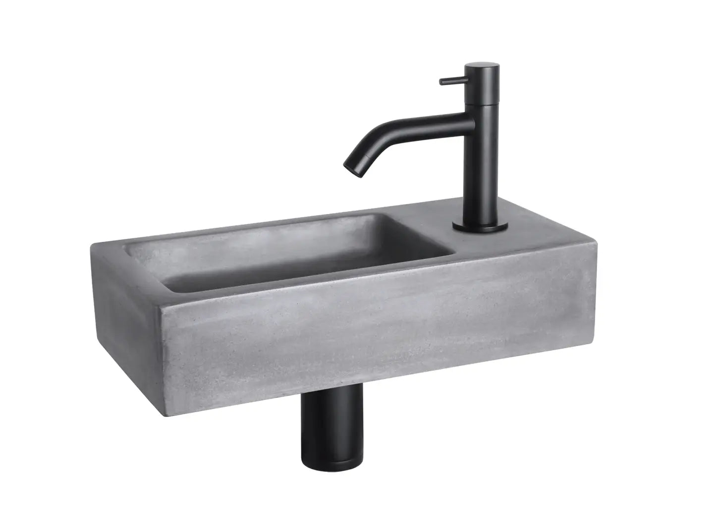 Sanisupreme Ravo fonteinset – Beton donkergrijs – Kraan gebogen mat zwart