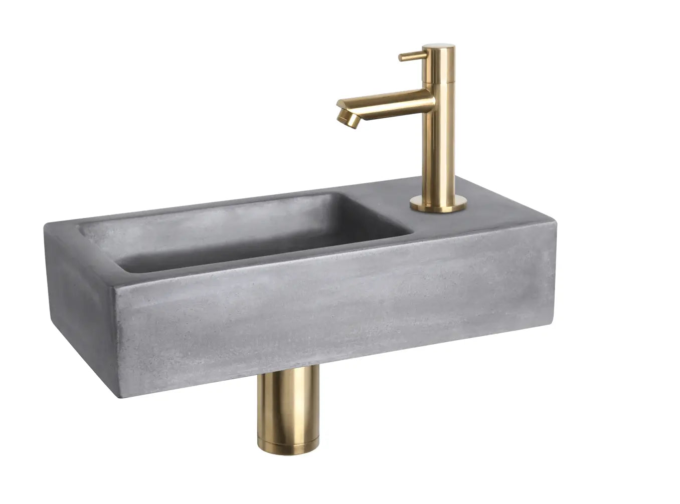 Sanisupreme Ravo fonteinset – Beton donkergrijs – Kraan recht mat goud