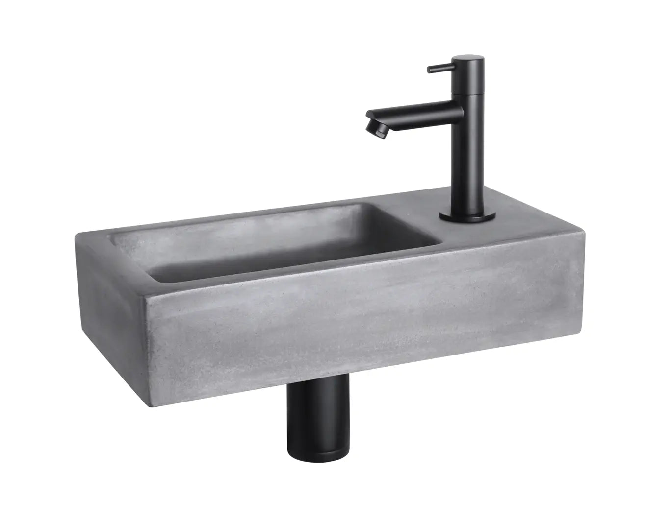 Sanisupreme Ravo fonteinset – beton donkergrijs – kraan recht mat zwart