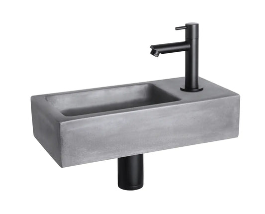 Sanisupreme Ravo fonteinset – beton donkergrijs – kraan recht mat zwart