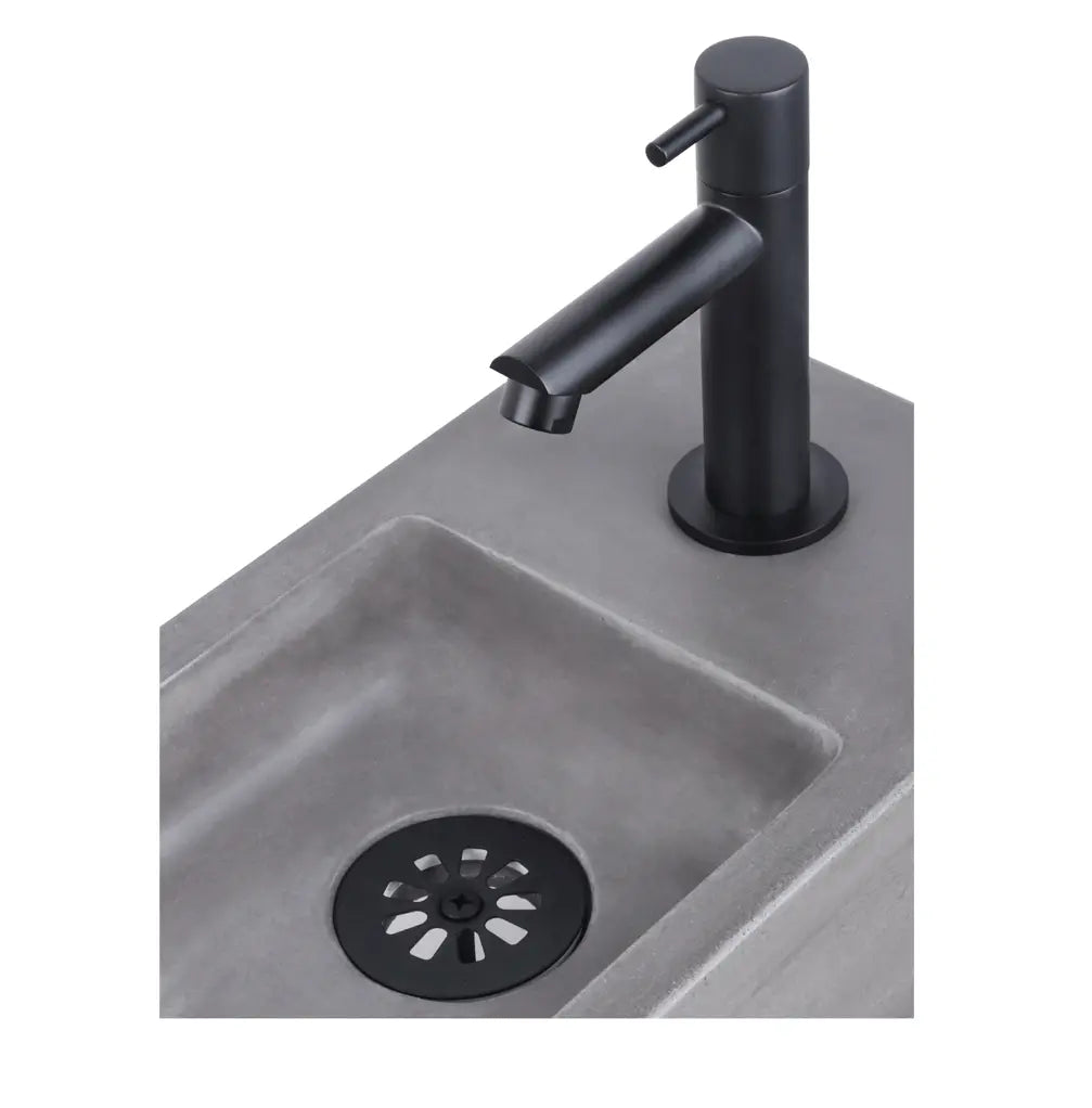 Sanisupreme Ravo fonteinset – beton donkergrijs – kraan recht mat zwart