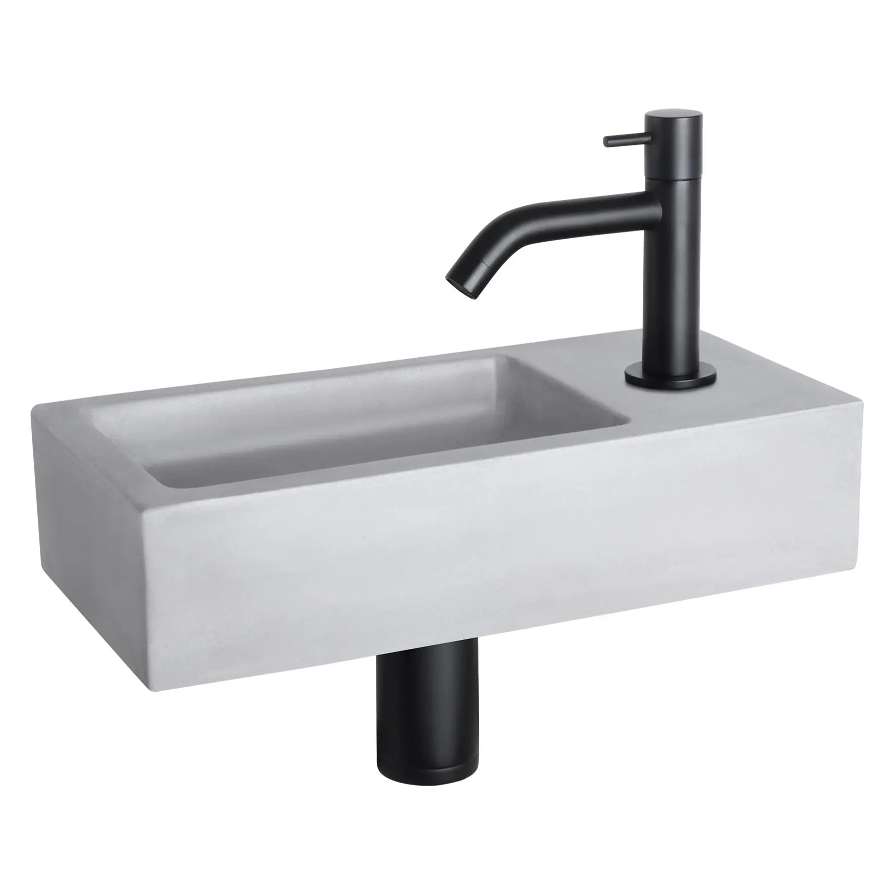Sanisupreme Ravo fonteinset – Beton lichtgrijs – Kraan gebogen mat zwart