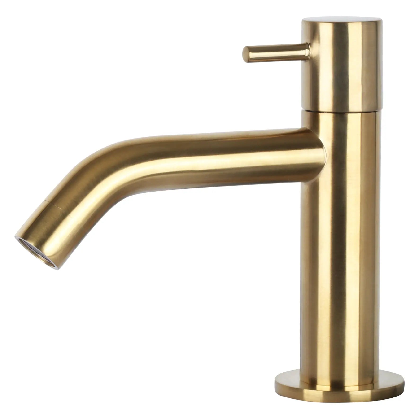 Sanisupreme Ravo Fonteinset – Lichtgrijs Beton met Gebogen Mat Gouden Kraan