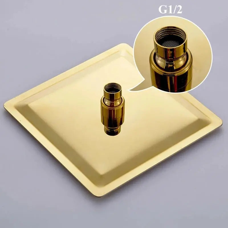 SaniSupreme Regendouche kop Douchekop goud glanzend vierkant 25 cm 10 inch
