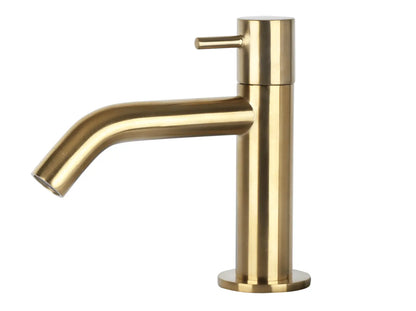 Sanisupreme Ribble fonteinset bombai black – Natuursteen – Kraan gebogen mat goud