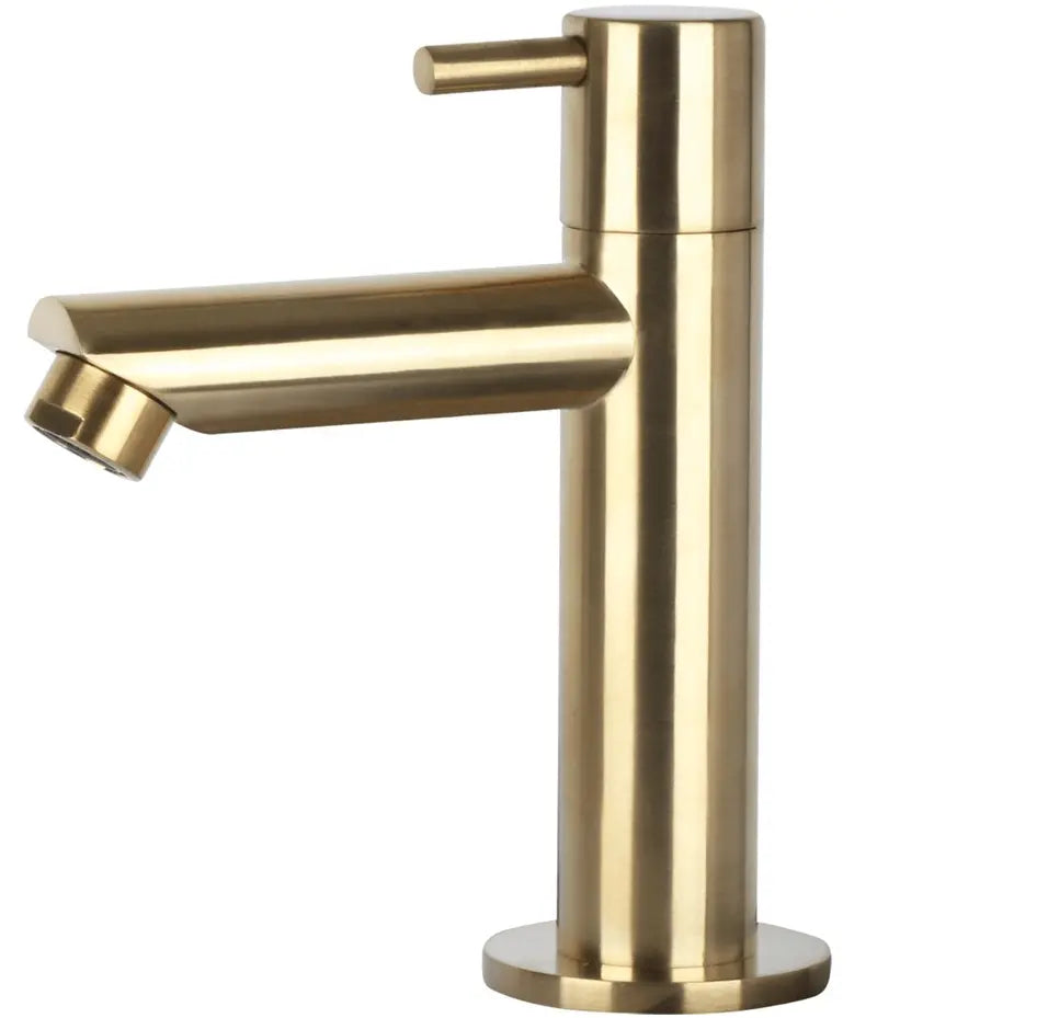 Sanisupreme Ribble fonteinset bombai black – Natuursteen – Kraan recht mat goud