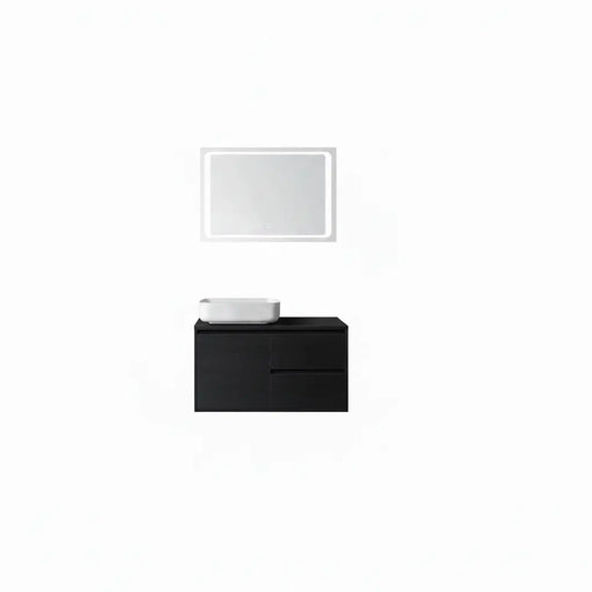 SaniSupreme® San Tropez Badmeubelset 80 cm mat zwart inclusief waskom en led spiegel Sanisupreme