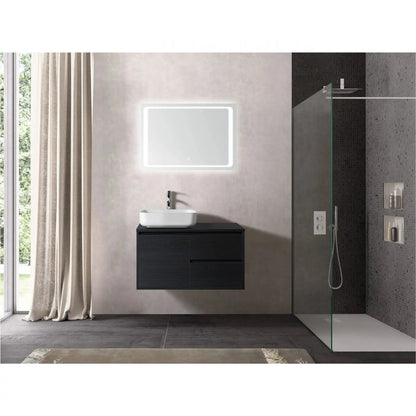 SaniSupreme® San Tropez Badmeubelset 80 cm mat zwart inclusief waskom en led spiegel