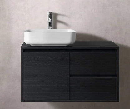 SaniSupreme® San Tropez Badmeubelset 80 cm mat zwart inclusief waskom en led spiegel