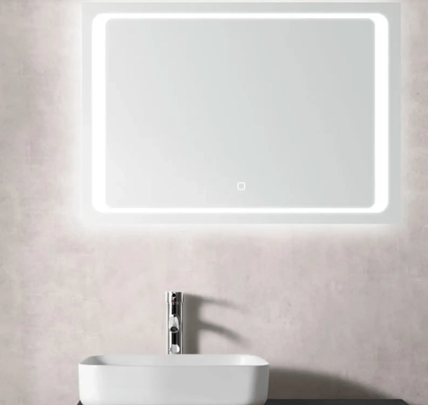 SaniSupreme® San Tropez Badmeubelset 80 cm mat zwart inclusief waskom en led spiegel