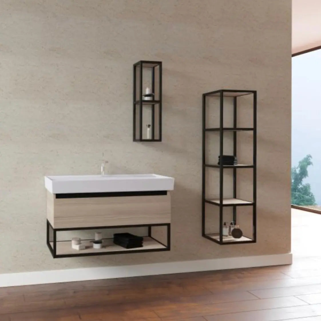 Sanisupreme Sharp Kolomkast - 30X35X135 cm - Hazelnoot