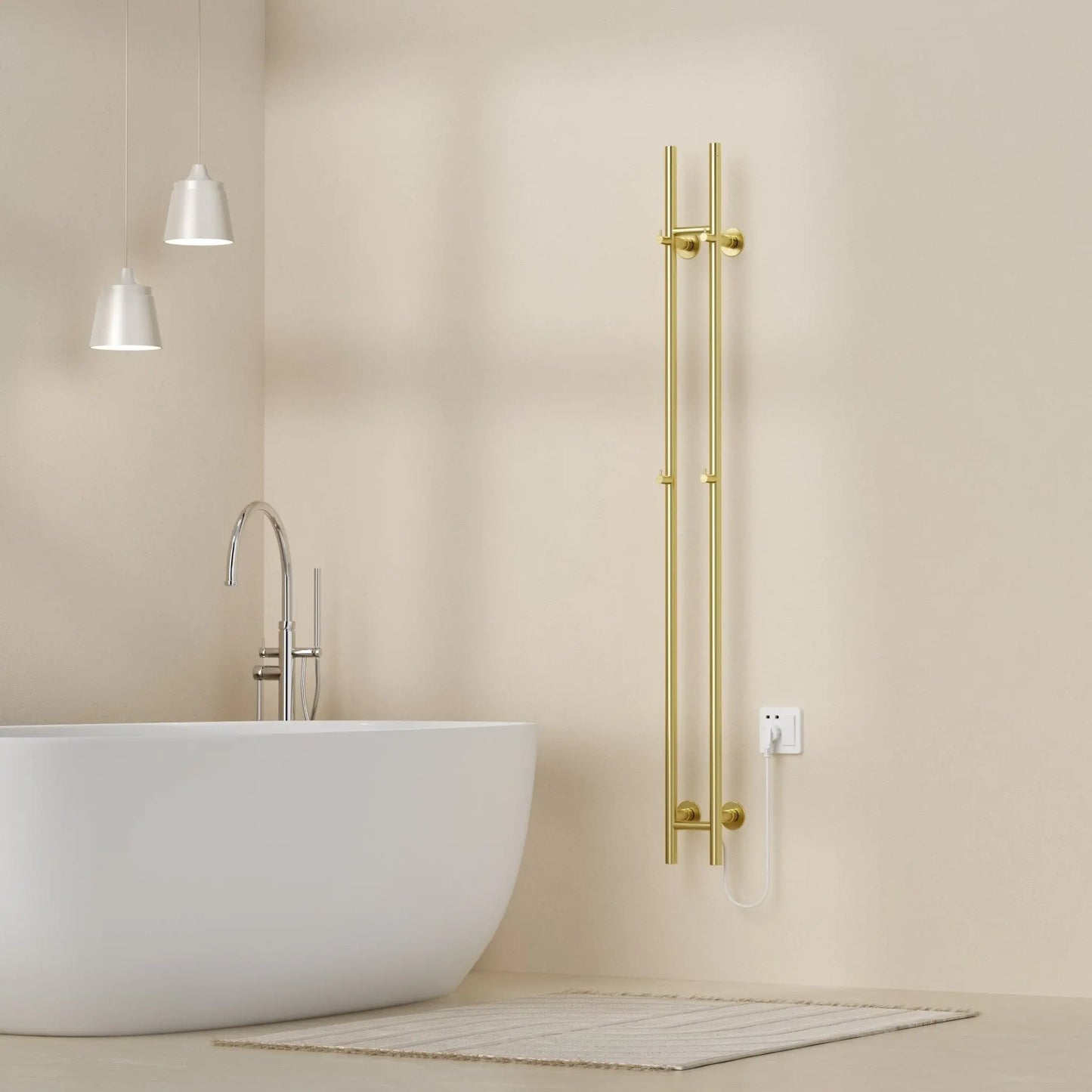 SaniSupreme SlimLine Handdoekverwarming Opbouw Badkamer Elektrische Radiator 120W - 150x16,8x12,7 met timer geborsteld goud