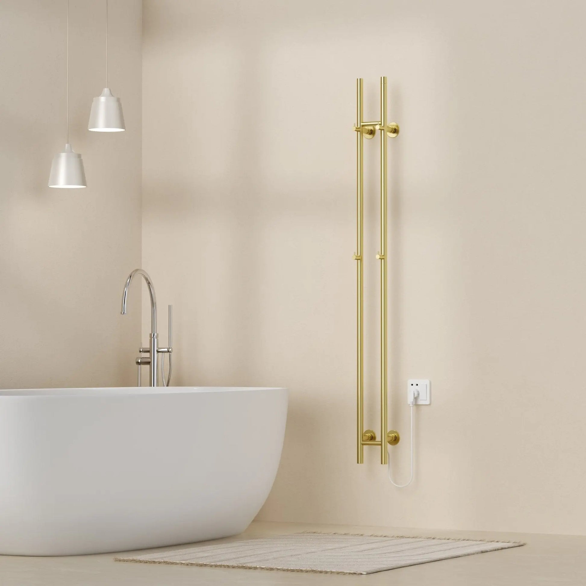 SaniSupreme SlimLine Handdoekverwarming Opbouw Badkamer Elektrische Radiator 120W - 150x16,8x12,7 met timer geborsteld goud