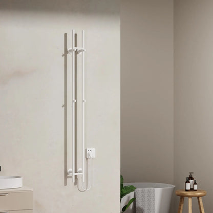 SaniSupreme SlimLine Handdoekverwarming Opbouw Badkamer Elektrische Radiator 120W - 150x16,8x12,7 met timer glans wit