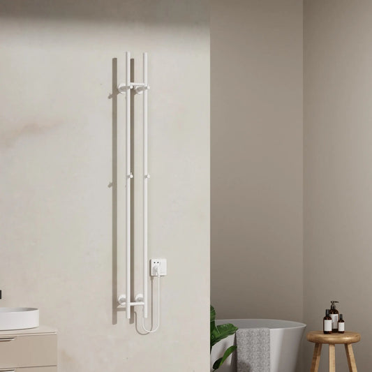 SaniSupreme SlimLine Handdoekverwarming Opbouw Badkamer Elektrische Radiator 120W - 150x16,8x12,7 met timer glans wit