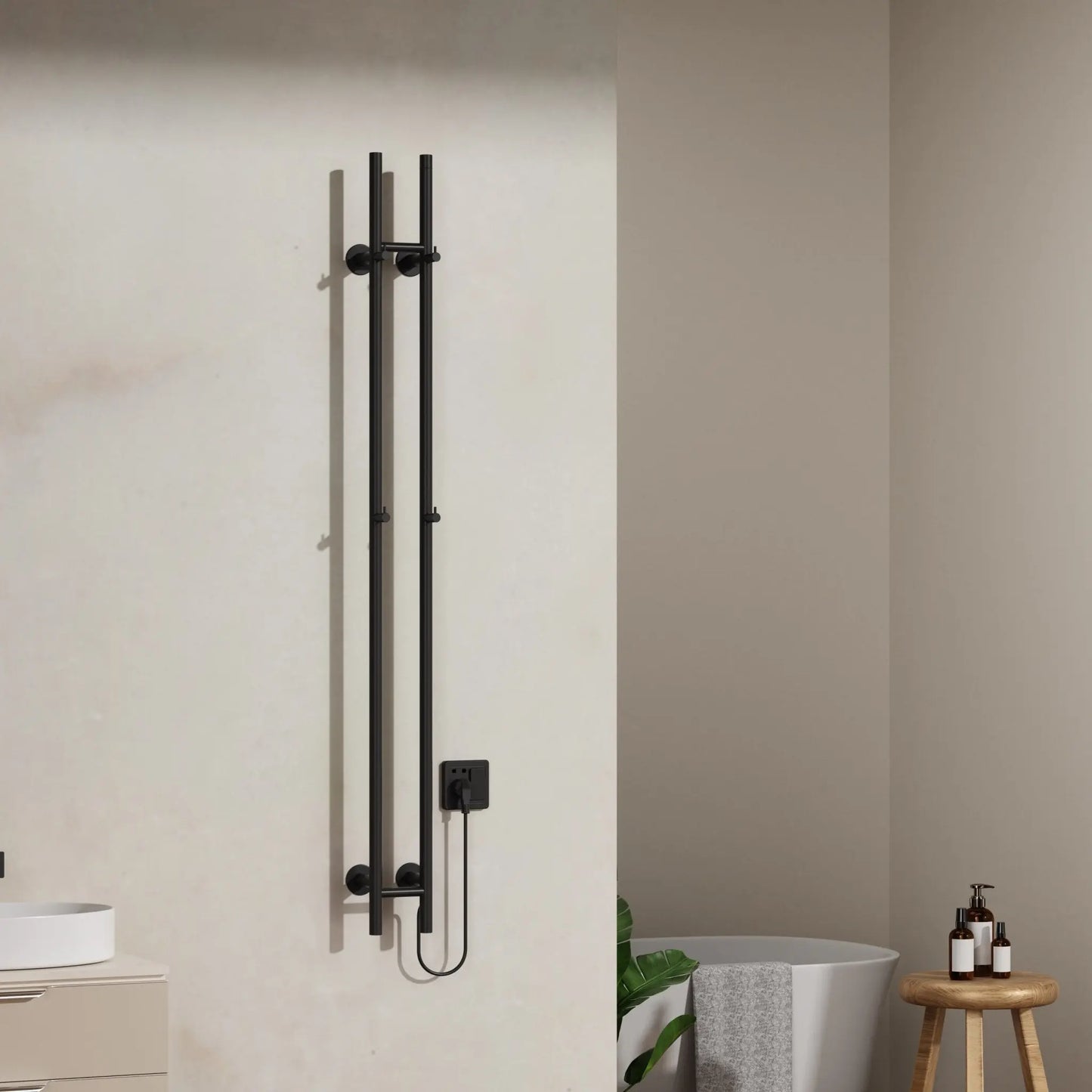 SaniSupreme SlimLine Handdoekverwarming Opbouw Badkamer Elektrische Radiator 120W - 150x16,8x12,7 met timer mat zwart