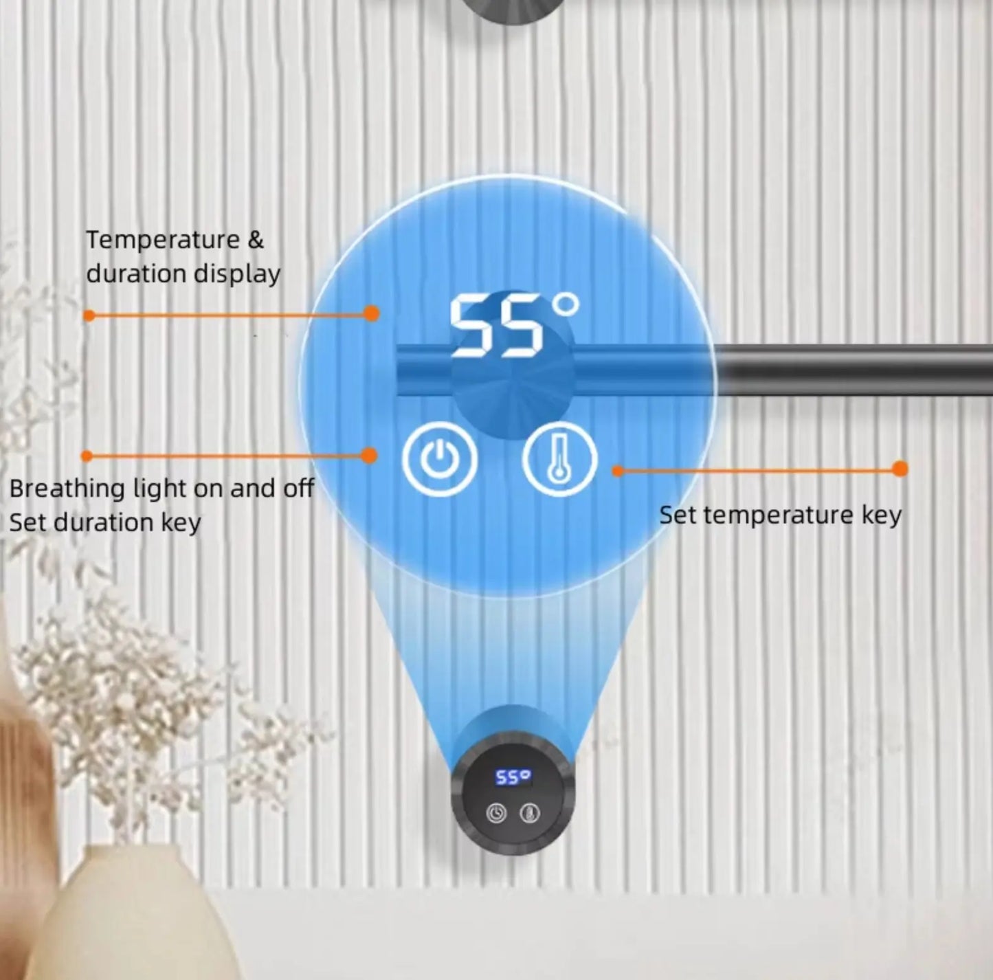 SaniSupreme SlimLine Inbouw Badkamer Elektrische Radiator Handdoekverwarming LCD chroom