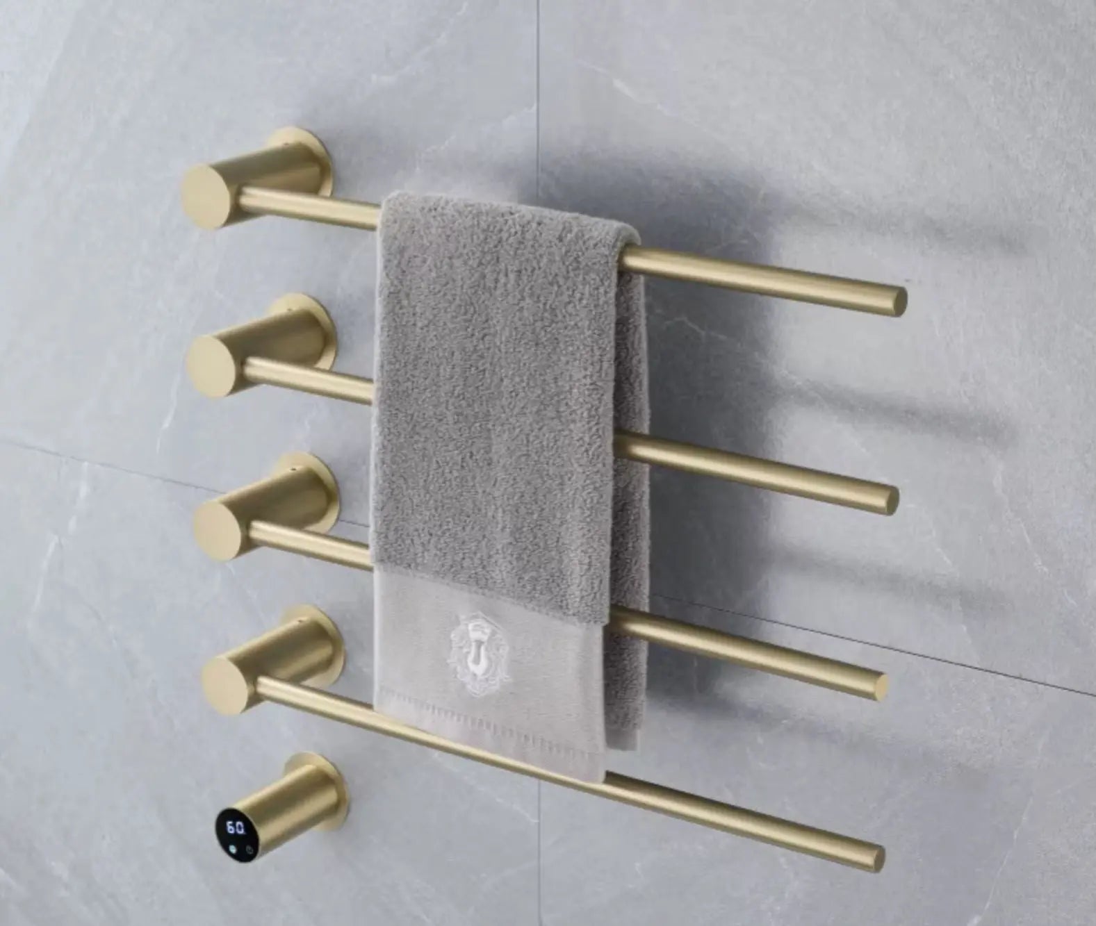 SaniSupreme SlimLine Inbouw Badkamer Elektrische Radiator Handdoekverwarming LCD Goud geborsteld