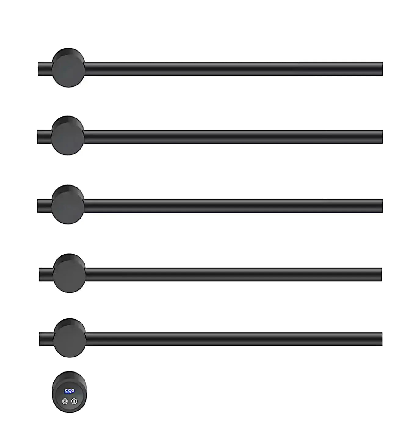 SaniSupreme SlimLine Inbouw Badkamer Elektrische Radiator Handdoekverwarming LCD SaniSupreme zwart 5 armen