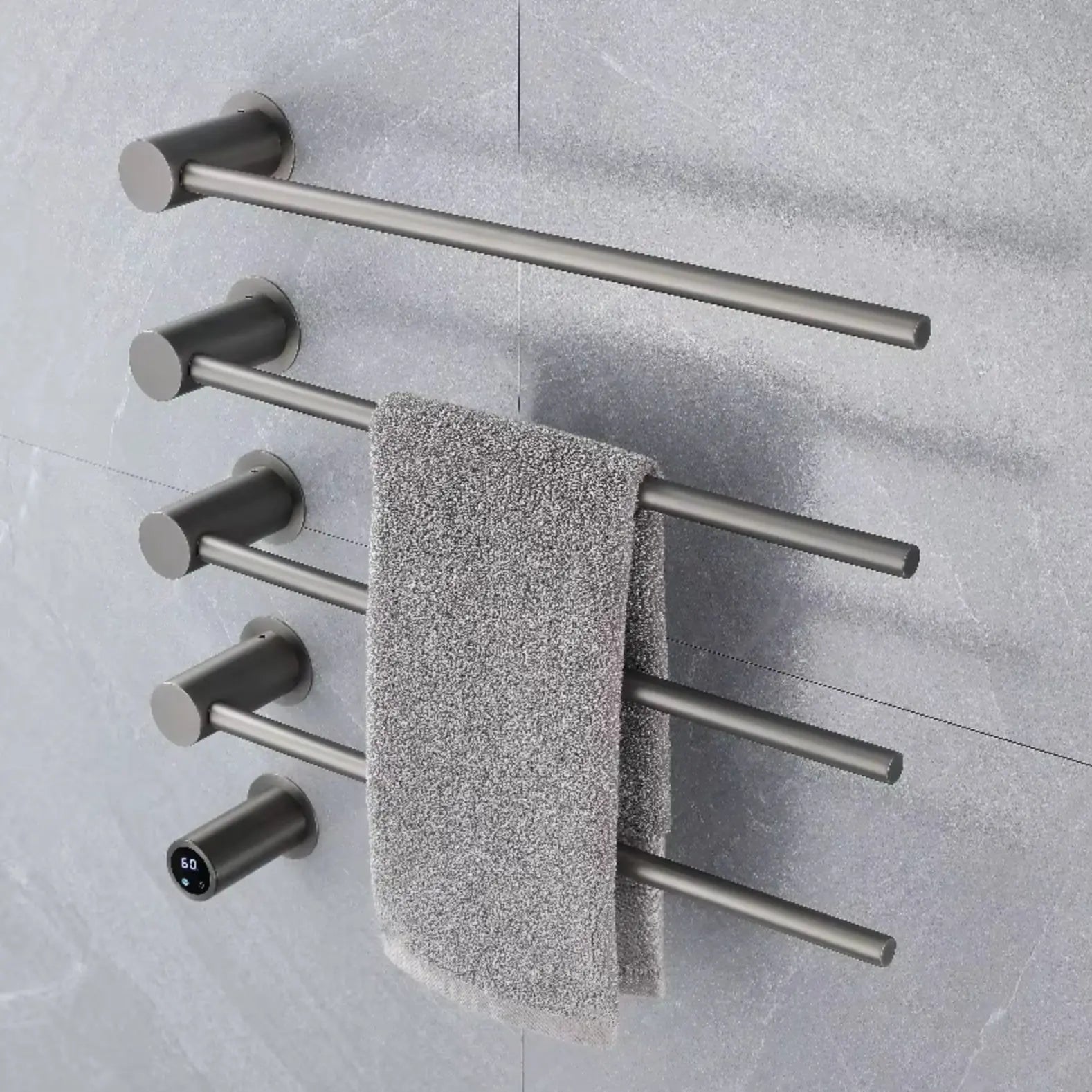 SaniSupreme SlimLine Inbouw Badkamer Elektrische Radiator Handdoekverwarming LCD mat zwart