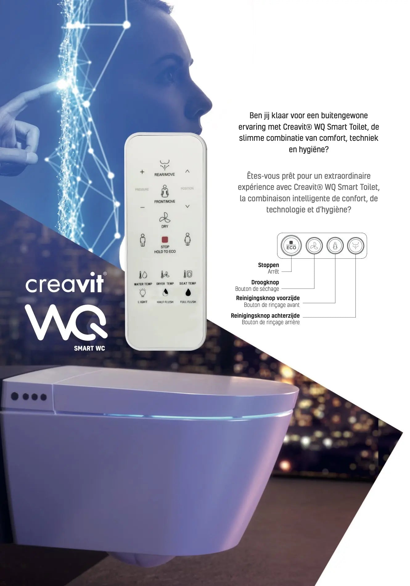 SaniSupreme Smart Multifunctioneel Wandcloset WQ320 toilet wc Wit