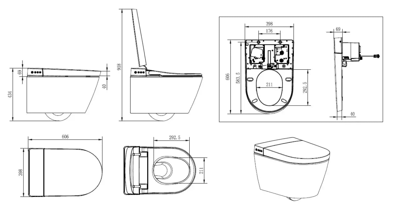 SaniSupreme Smart Multifunctioneel Wandcloset WQ320 toilet wc Wit