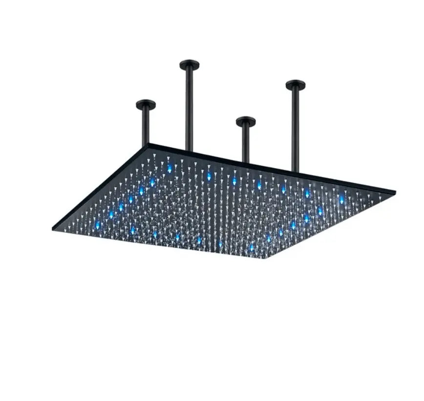 SaniSupreme® SmartPulse LED Plafond Regendouche Plateau Alicante 60 cm vierkant mat zwart