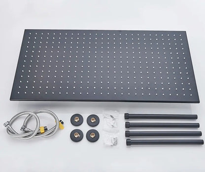 SaniSupreme® SmartPulse LED Plafond Thermostatische Doucheset Alicante 2 weg 40x80 cm regendouche mat zwart