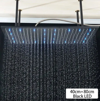 SaniSupreme® SmartPulse LED Plafond Thermostatische Doucheset Alicante 2 weg 40x80 cm regendouche mat zwart