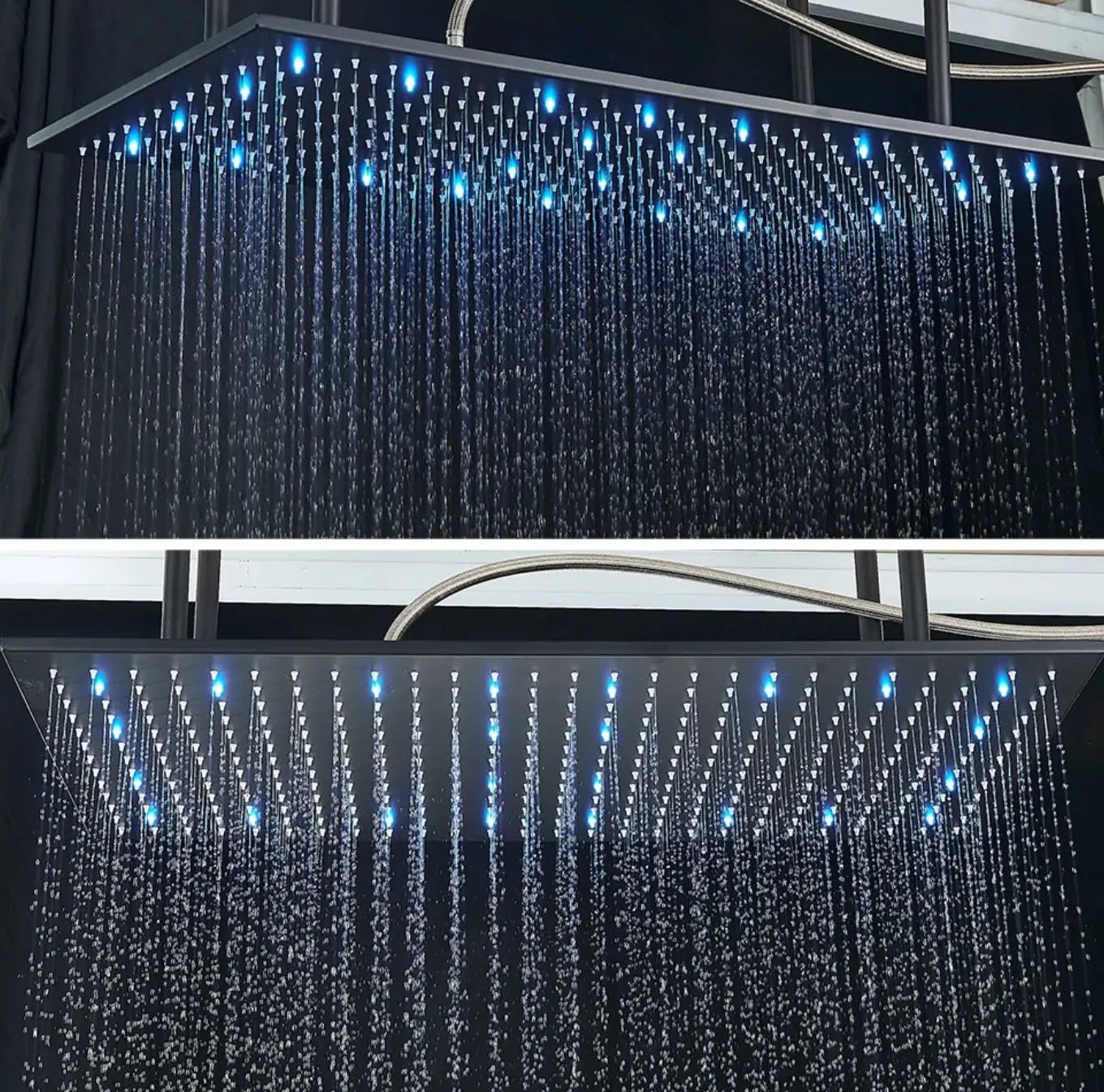 SaniSupreme® SmartPulse LED Plafond Thermostatische Doucheset Alicante 2 weg 40x80 cm regendouche mat zwart