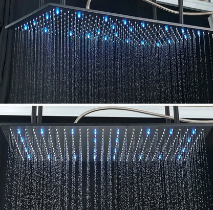 SaniSupreme® SmartPulse LED Plafond Thermostatische Doucheset Alicante 2 weg 40x80 cm regendouche mat zwart