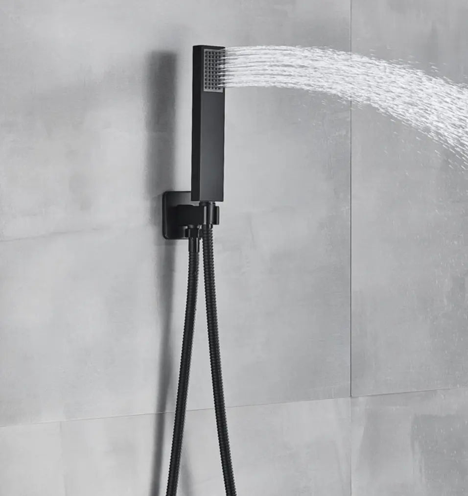 SaniSupreme® SmartPulse LED Plafond Thermostatische Doucheset Alicante 2 weg 40x80 cm regendouche mat zwart