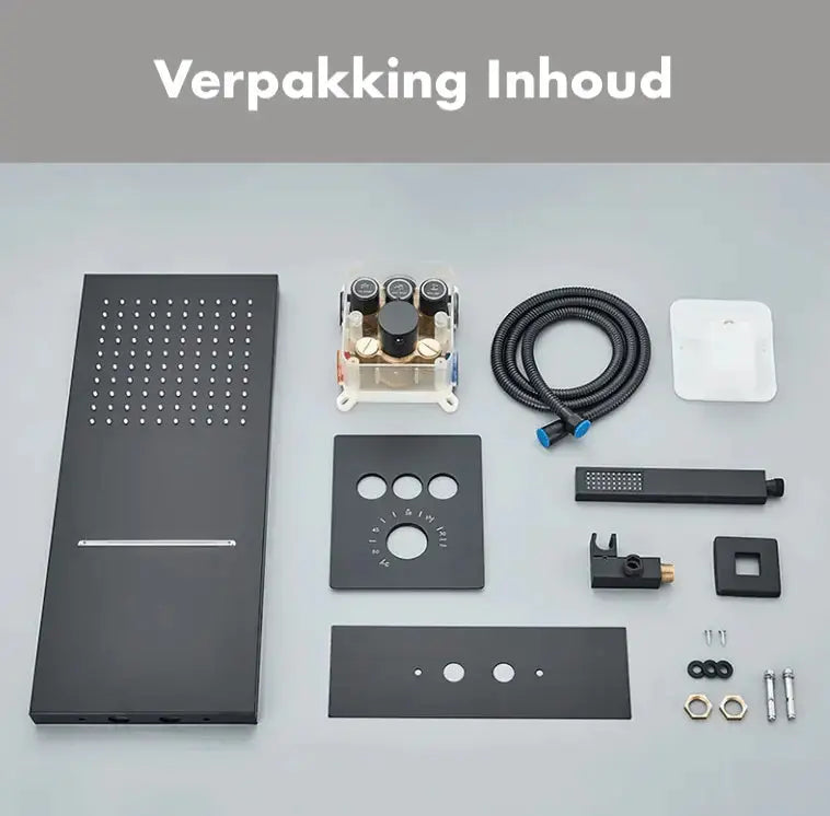 SaniSupreme® SmartPulse Plafond Losse RegenDouche Biarritz 2 weg waterval met regendoucheplateau mat zwart