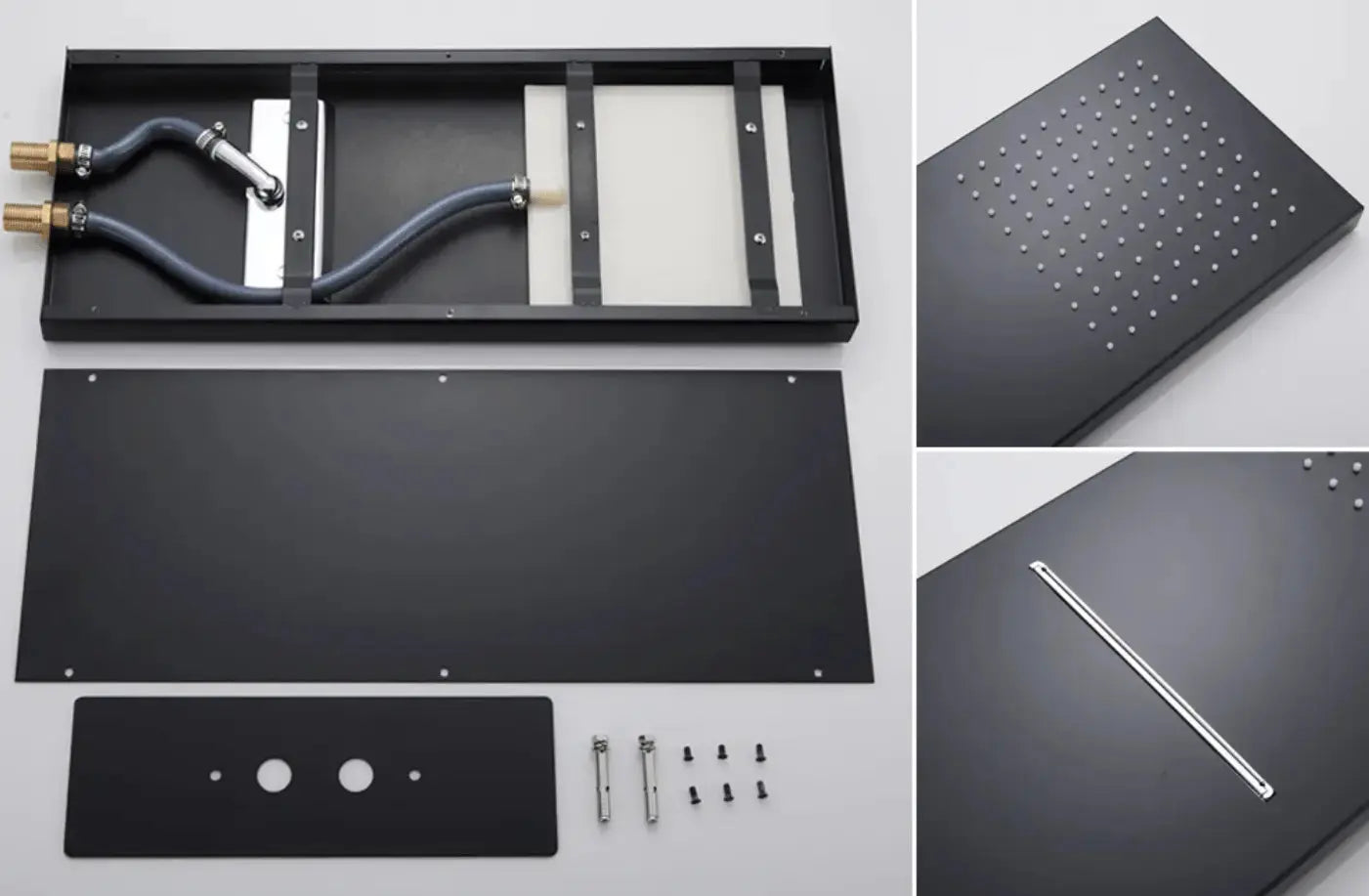 SaniSupreme® SmartPulse Plafond Losse RegenDouche Biarritz 2 weg waterval met regendoucheplateau mat zwart