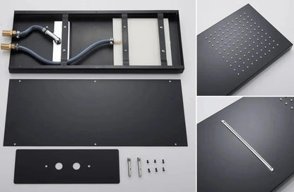 SaniSupreme® SmartPulse Plafond Losse RegenDouche Biarritz 2 weg waterval met regendoucheplateau mat zwart