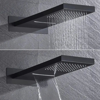 SaniSupreme® SmartPulse Plafond Losse RegenDouche Biarritz 2 weg waterval met regendoucheplateau mat zwart