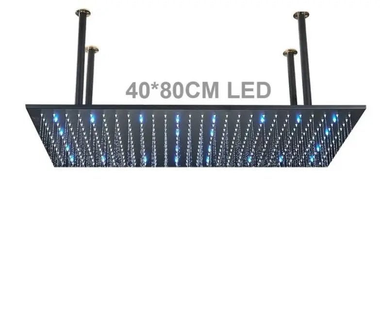 SaniSupreme® SmartPulse Plafond Regendouche Plateau Alicante LED 40x80 cm mat zwart