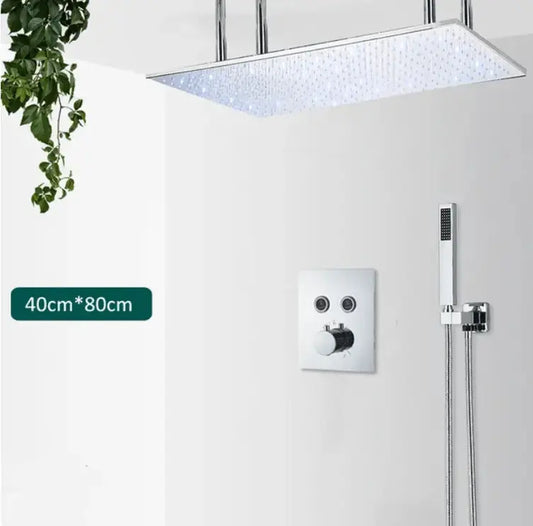 SaniSupreme® SmartPulse Plafond Thermostatische Doucheset Alicante 2 weg 40x80 cm regendouche Chroom Glans