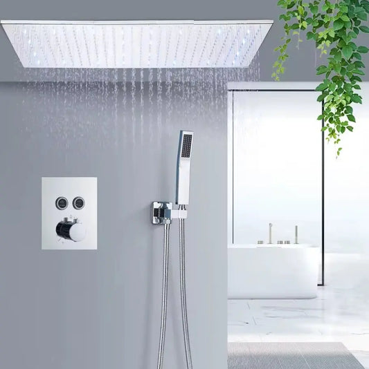 SaniSupreme® SmartPulse Plafond Thermostatische Doucheset Alicante 2 weg 40x80 cm regendouche Chroom Glans