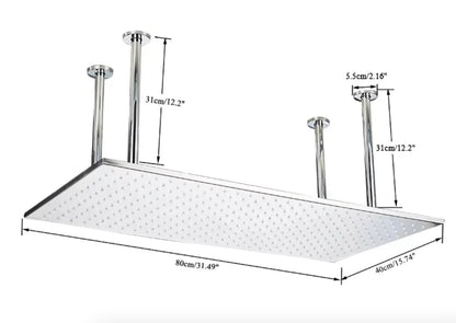 SaniSupreme® SmartPulse Plafond Thermostatische Doucheset Alicante 2 weg 40x80 cm regendouche Chroom Glans