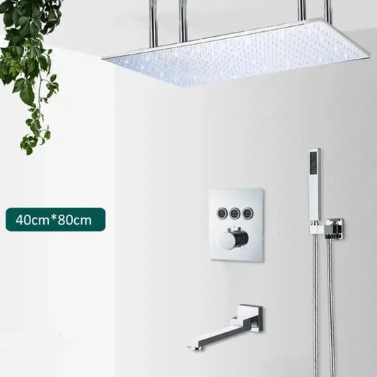 SaniSupreme® SmartPulse Plafond Thermostatische Doucheset Alicante 3 weg Waterval 40x80 cm regendouche Chroom Glans