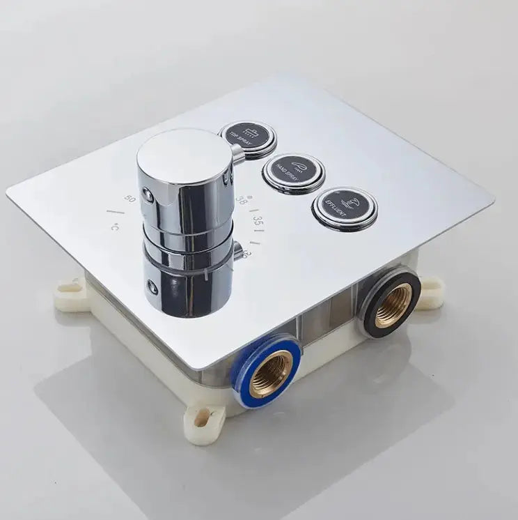 SaniSupreme® SmartPulse Plafond Thermostatische Doucheset Alicante 3 weg Waterval 40x80 cm regendouche Chroom Glans