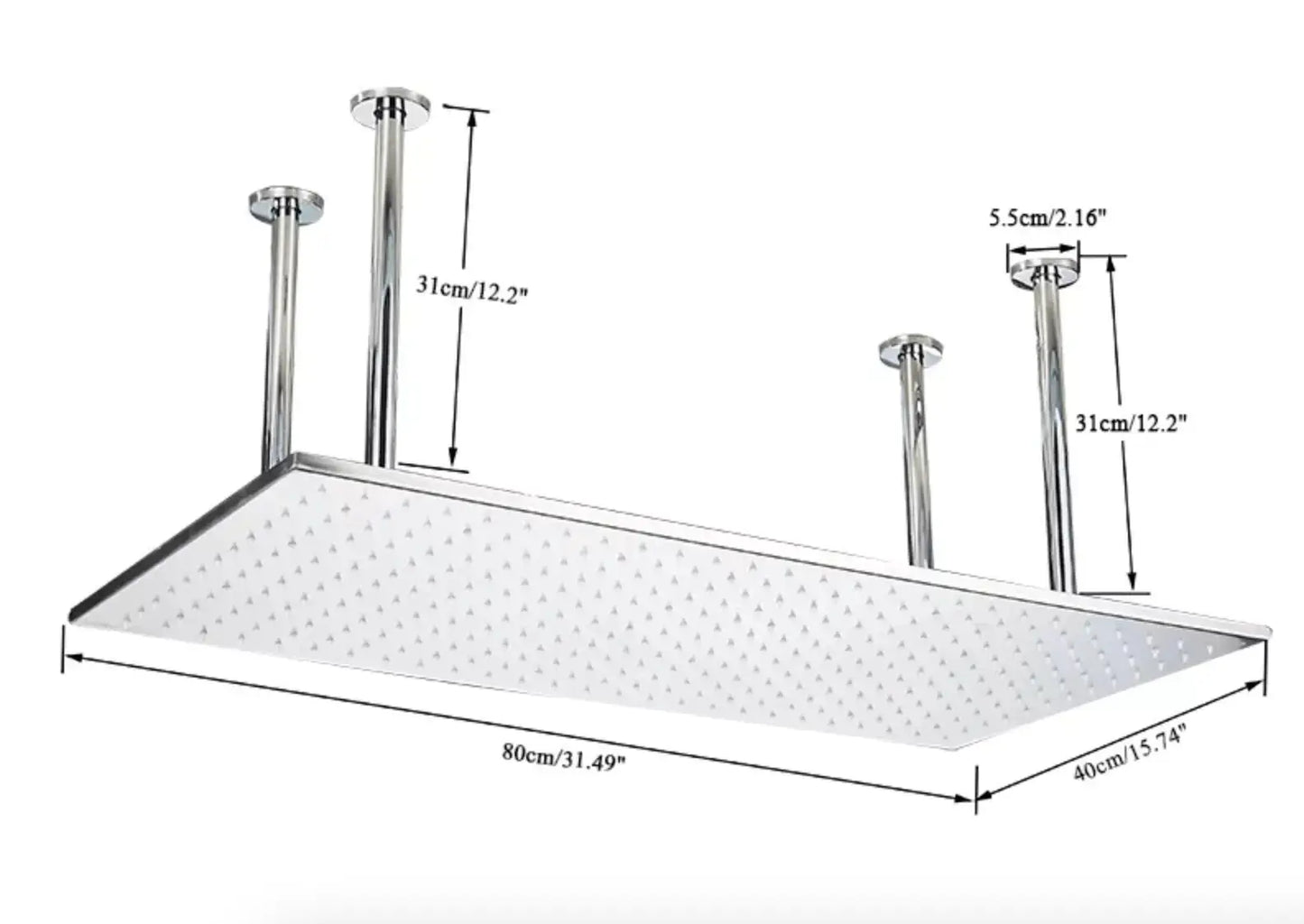 SaniSupreme® SmartPulse Plafond Thermostatische Doucheset Alicante 3 weg Waterval 40x80 cm regendouche Chroom Glans