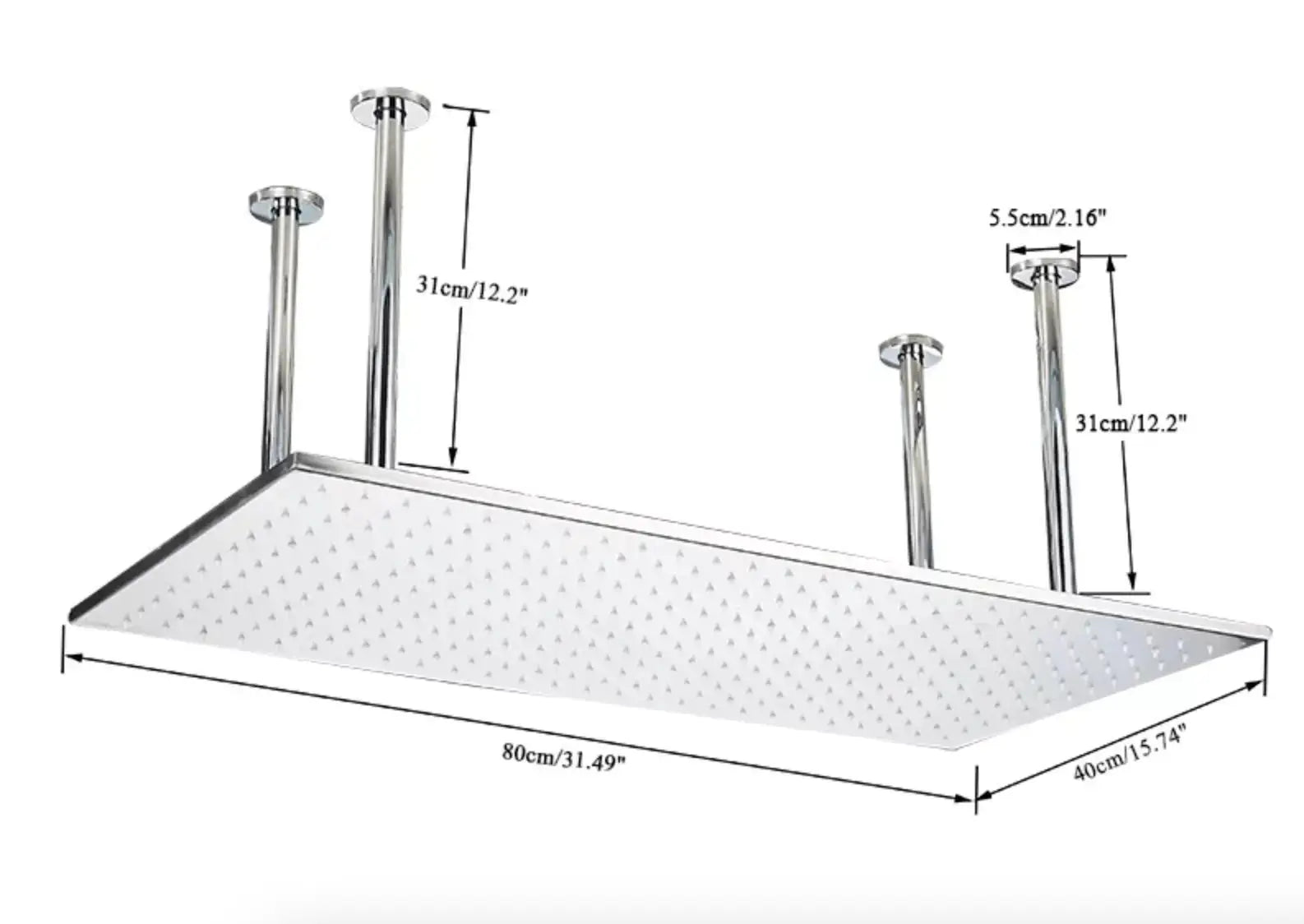 SaniSupreme® SmartPulse Plafond Thermostatische Doucheset Alicante 3 weg Waterval 40x80 cm regendouche Chroom Glans
