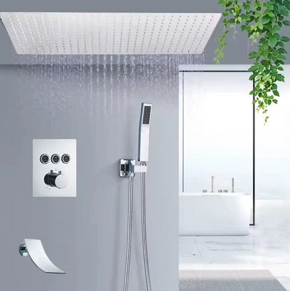 SaniSupreme® SmartPulse Plafond Thermostatische Doucheset Alicante 3 weg Waterval 40x80 cm regendouche Chroom Glans