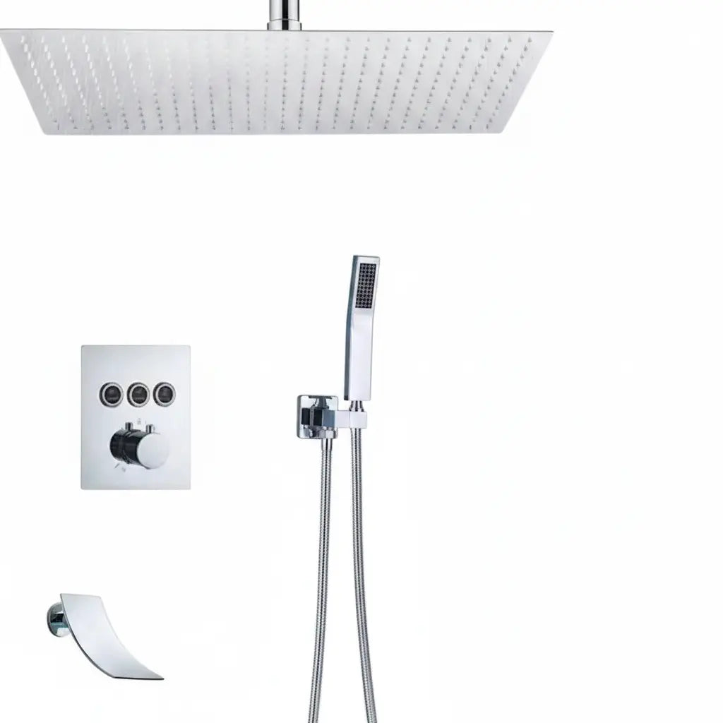 SaniSupreme SmartPulse Plafond Thermostatische Doucheset Alicante 3 weg 40x80 cm regendouche Chroom Sanisupreme